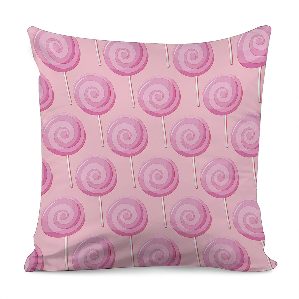 Pink Swirl Lollipop Pattern Print Pillow Cover