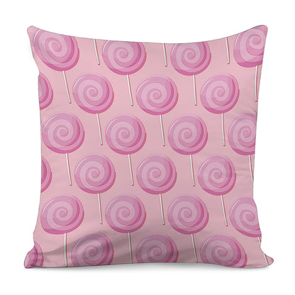 Pink Swirl Lollipop Pattern Print Pillow Cover