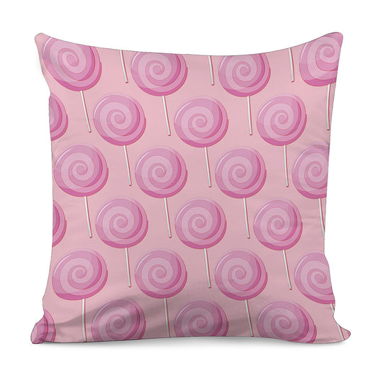 Pink Swirl Lollipop Pattern Print Pillow Cover