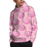 Pink Swirl Lollipop Pattern Print Pullover Hoodie