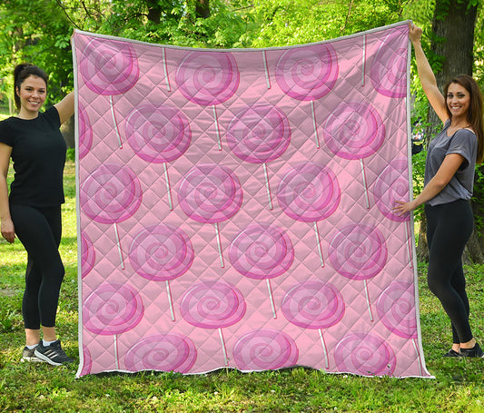 Pink Swirl Lollipop Pattern Print Quilt