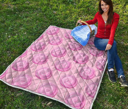 Pink Swirl Lollipop Pattern Print Quilt