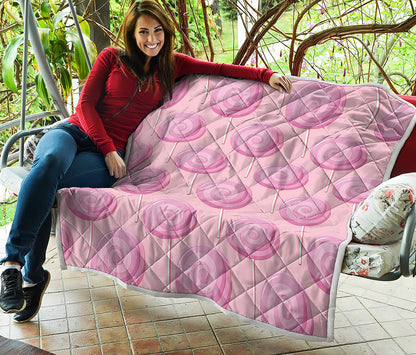Pink Swirl Lollipop Pattern Print Quilt