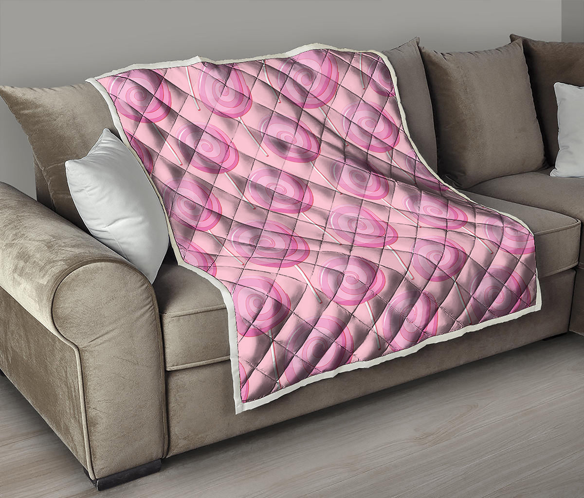 Pink Swirl Lollipop Pattern Print Quilt