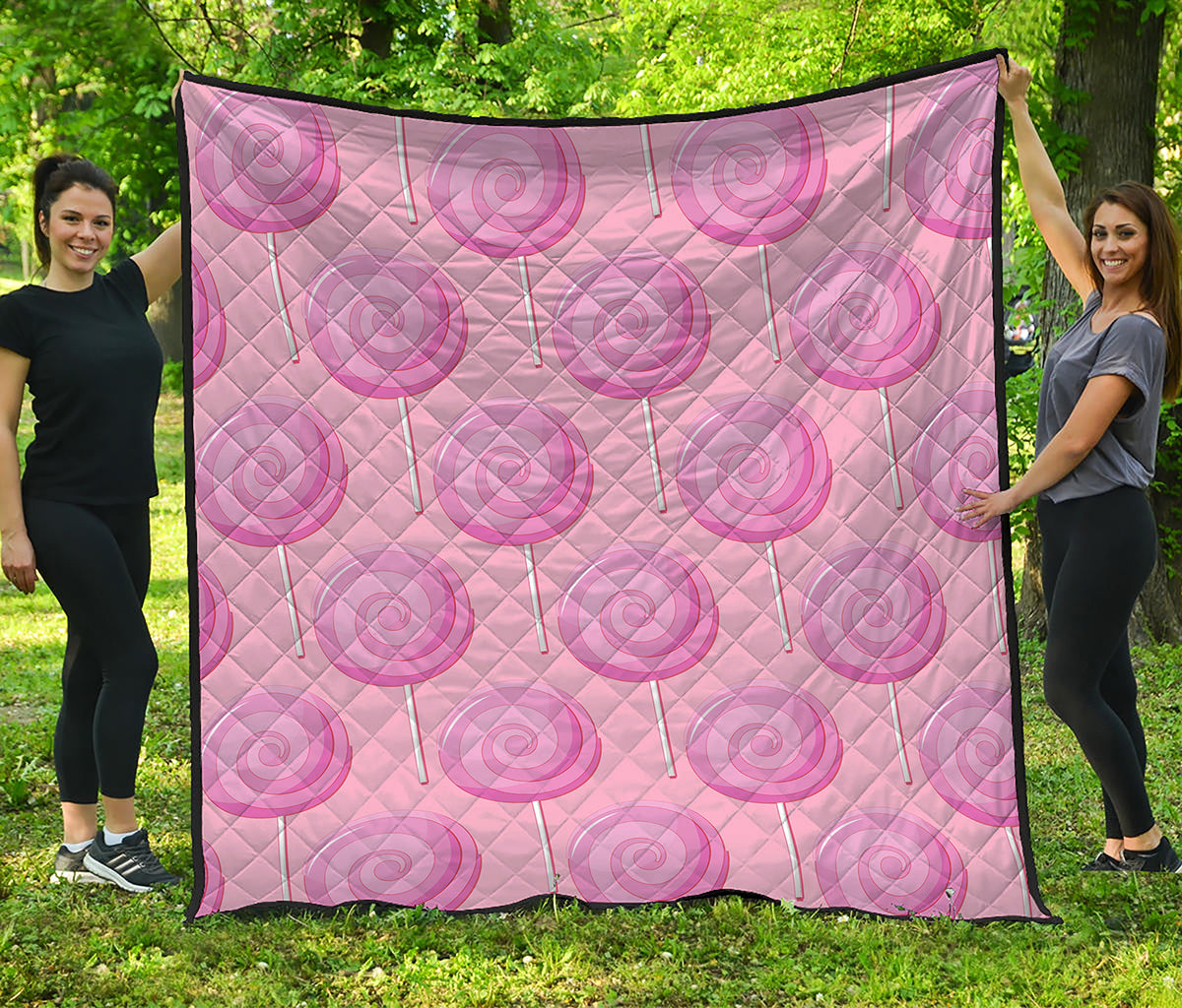 Pink Swirl Lollipop Pattern Print Quilt