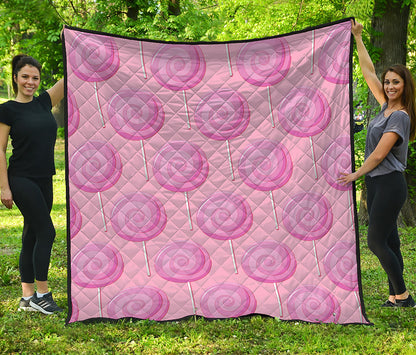 Pink Swirl Lollipop Pattern Print Quilt