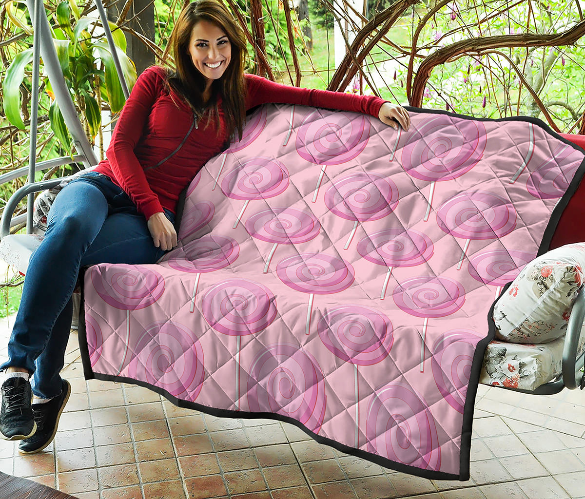 Pink Swirl Lollipop Pattern Print Quilt