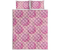 Pink Swirl Lollipop Pattern Print Quilt Bed Set