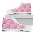 Pink Swirl Lollipop Pattern Print White High Top Sneakers