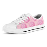 Pink Swirl Lollipop Pattern Print White Low Top Shoes