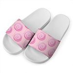 Pink Swirl Lollipop Pattern Print White Slide Sandals