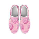 Pink Swirl Lollipop Pattern Print White Slip On Shoes