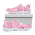 Pink Swirl Lollipop Pattern Print White Running Shoes