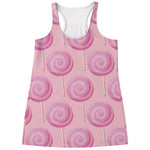 Pink Swirl Lollipop Pattern Print Women's Racerback Tank Top