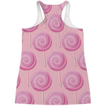 Pink Swirl Lollipop Pattern Print Women's Racerback Tank Top