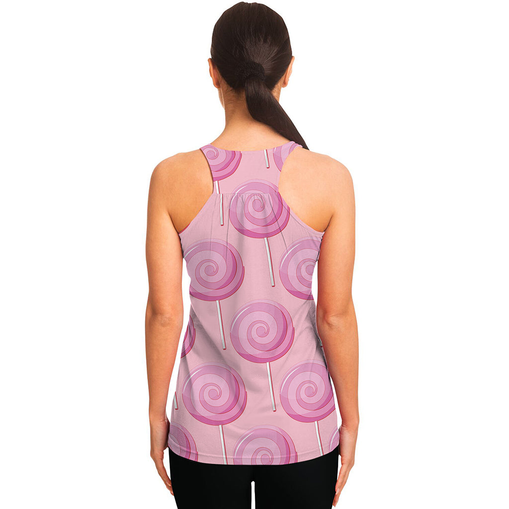 Pink Swirl Lollipop Pattern Print Women's Racerback Tank Top