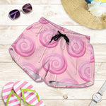 Pink Swirl Lollipop Pattern Print Women's Shorts