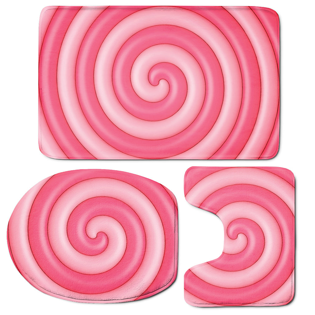 Pink Swirl Lollipop Print 3 Piece Bath Mat Set