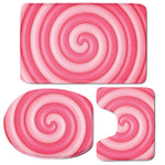 Pink Swirl Lollipop Print 3 Piece Bath Mat Set