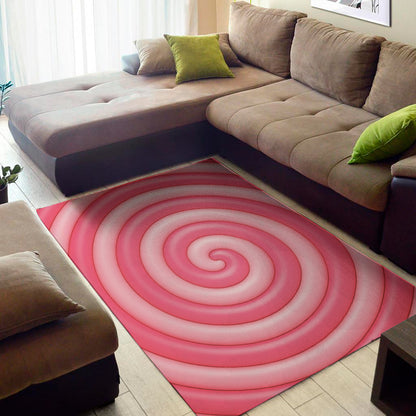 Pink Swirl Lollipop Print Area Rug