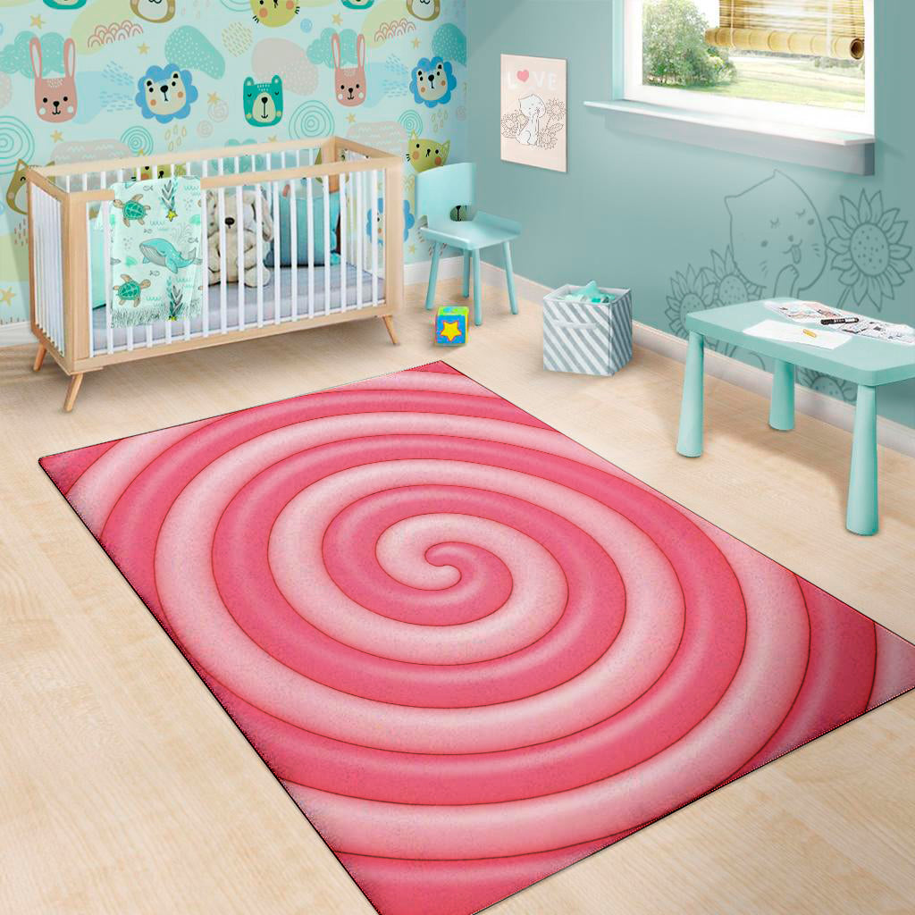 Pink Swirl Lollipop Print Area Rug
