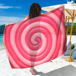 Pink Swirl Lollipop Print Beach Sarong Wrap