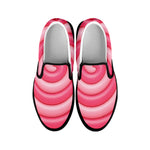 Pink Swirl Lollipop Print Black Slip On Shoes
