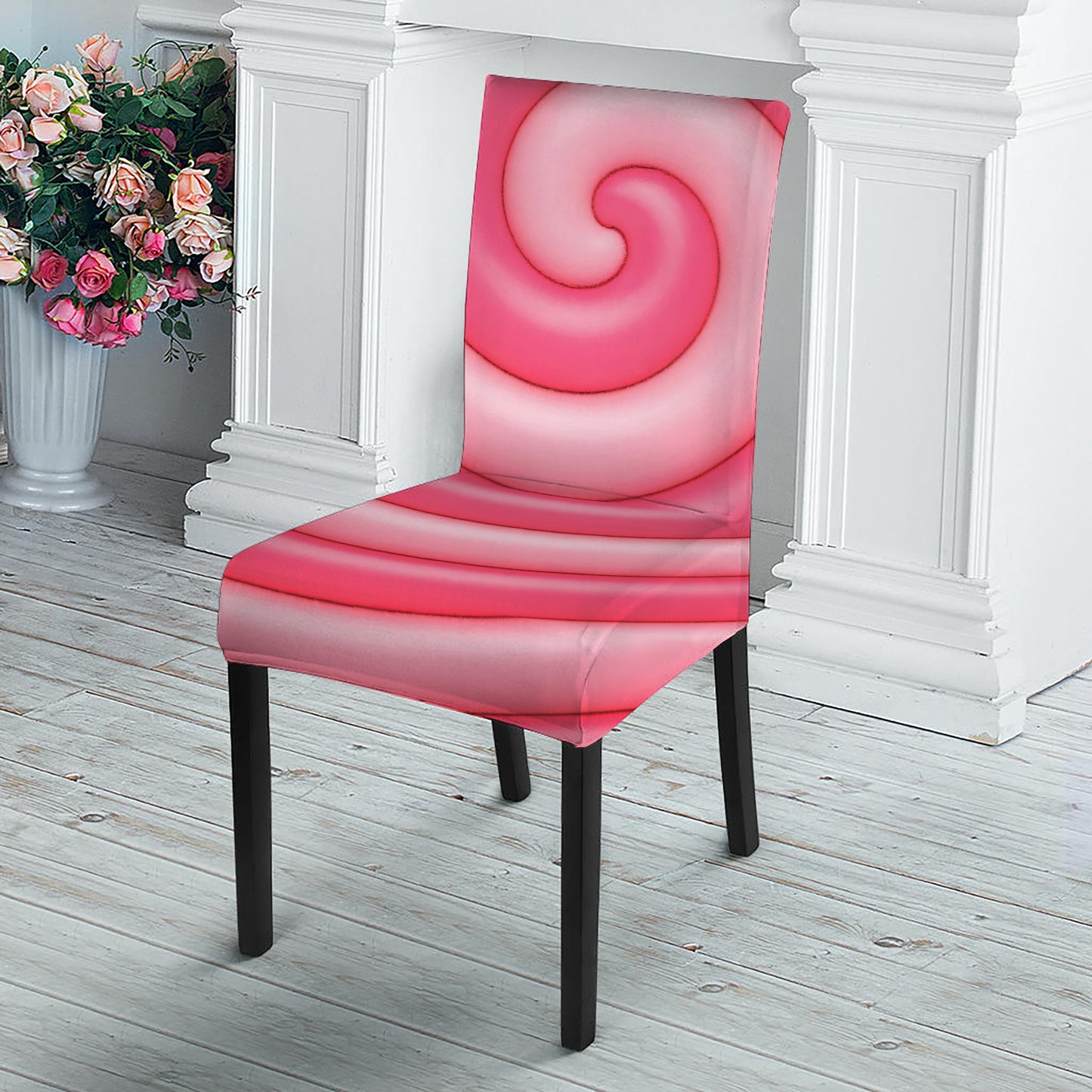Pink Swirl Lollipop Print Dining Chair Slipcover