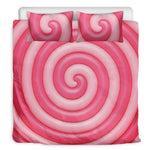 Pink Swirl Lollipop Print Duvet Cover Bedding Set