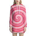 Pink Swirl Lollipop Print Pullover Hoodie Dress