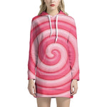 Pink Swirl Lollipop Print Hoodie Dress
