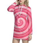 Pink Swirl Lollipop Print Hoodie Dress