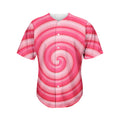 Pink Swirl Lollipop Print Men's Baseball Jersey