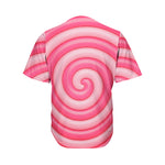 Pink Swirl Lollipop Print Men's Baseball Jersey