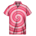 Pink Swirl Lollipop Print Men's Short Sleeve Shirt