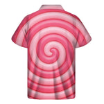 Pink Swirl Lollipop Print Men's Short Sleeve Shirt
