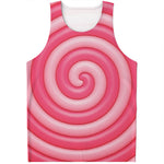 Pink Swirl Lollipop Print Men's Tank Top