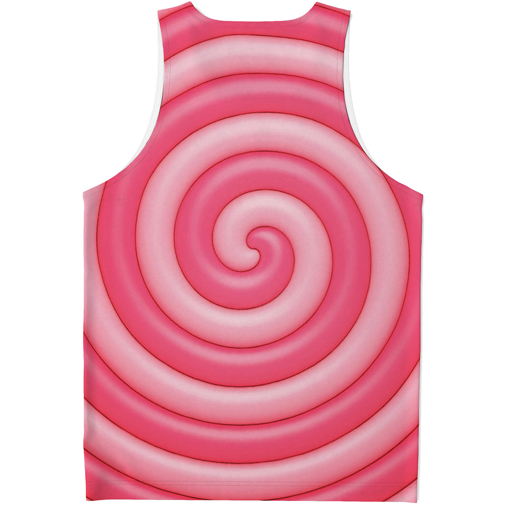 Pink Swirl Lollipop Print Men's Tank Top