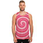 Pink Swirl Lollipop Print Men's Tank Top