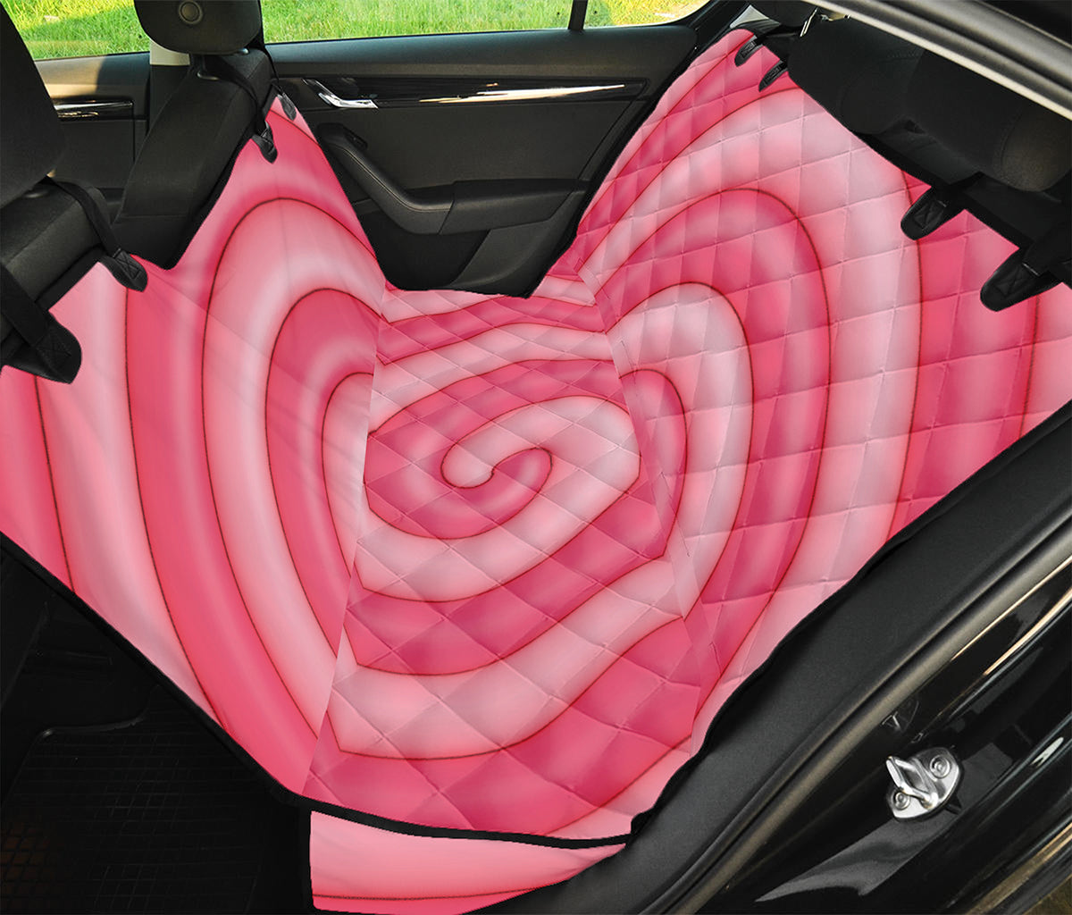 Pink Swirl Lollipop Print Pet Car Back Seat Cover