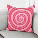 Pink Swirl Lollipop Print Pillow Cover
