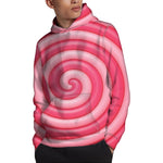 Pink Swirl Lollipop Print Pullover Hoodie