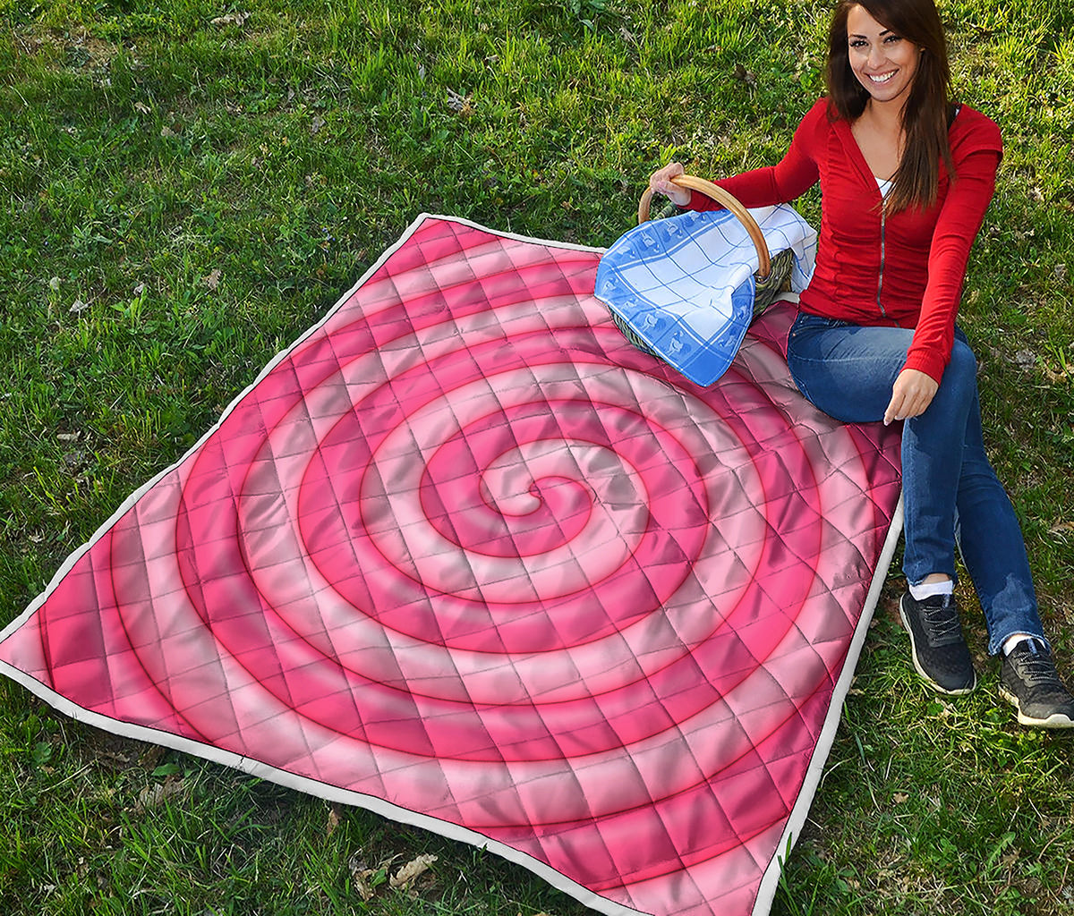 Pink Swirl Lollipop Print Quilt