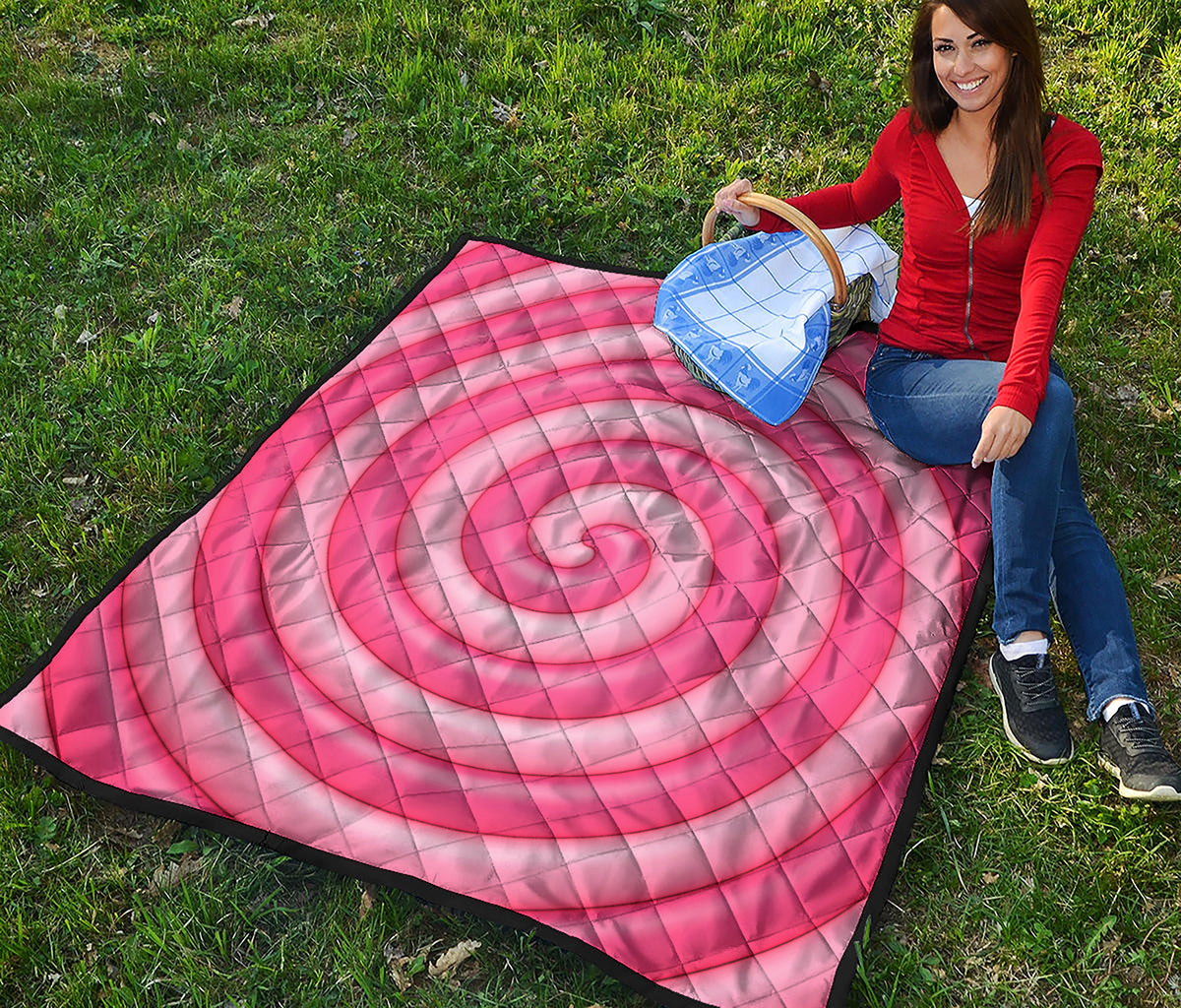 Pink Swirl Lollipop Print Quilt