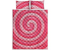 Pink Swirl Lollipop Print Quilt Bed Set