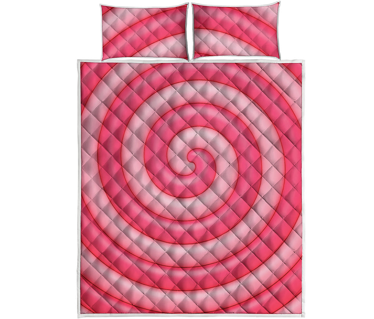 Pink Swirl Lollipop Print Quilt Bed Set