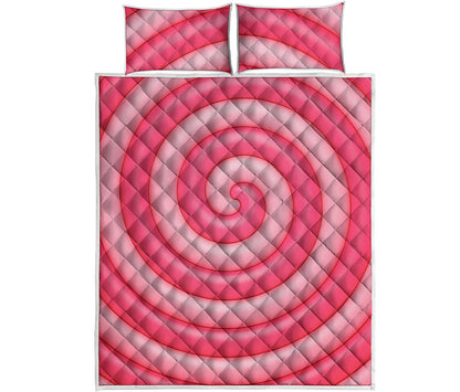 Pink Swirl Lollipop Print Quilt Bed Set