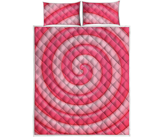Pink Swirl Lollipop Print Quilt Bed Set