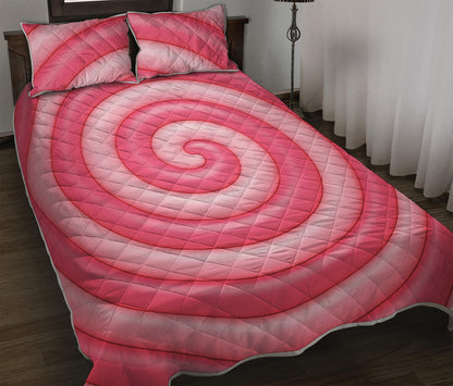 Pink Swirl Lollipop Print Quilt Bed Set