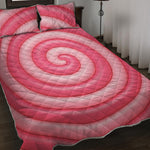 Pink Swirl Lollipop Print Quilt Bed Set